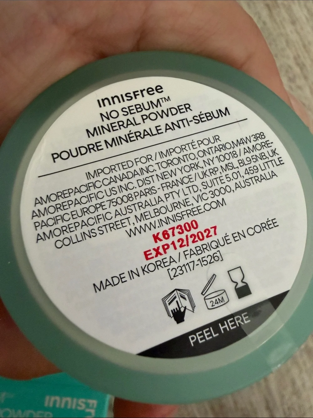 innisfree No Sebum Mineral Powder - Mint Green